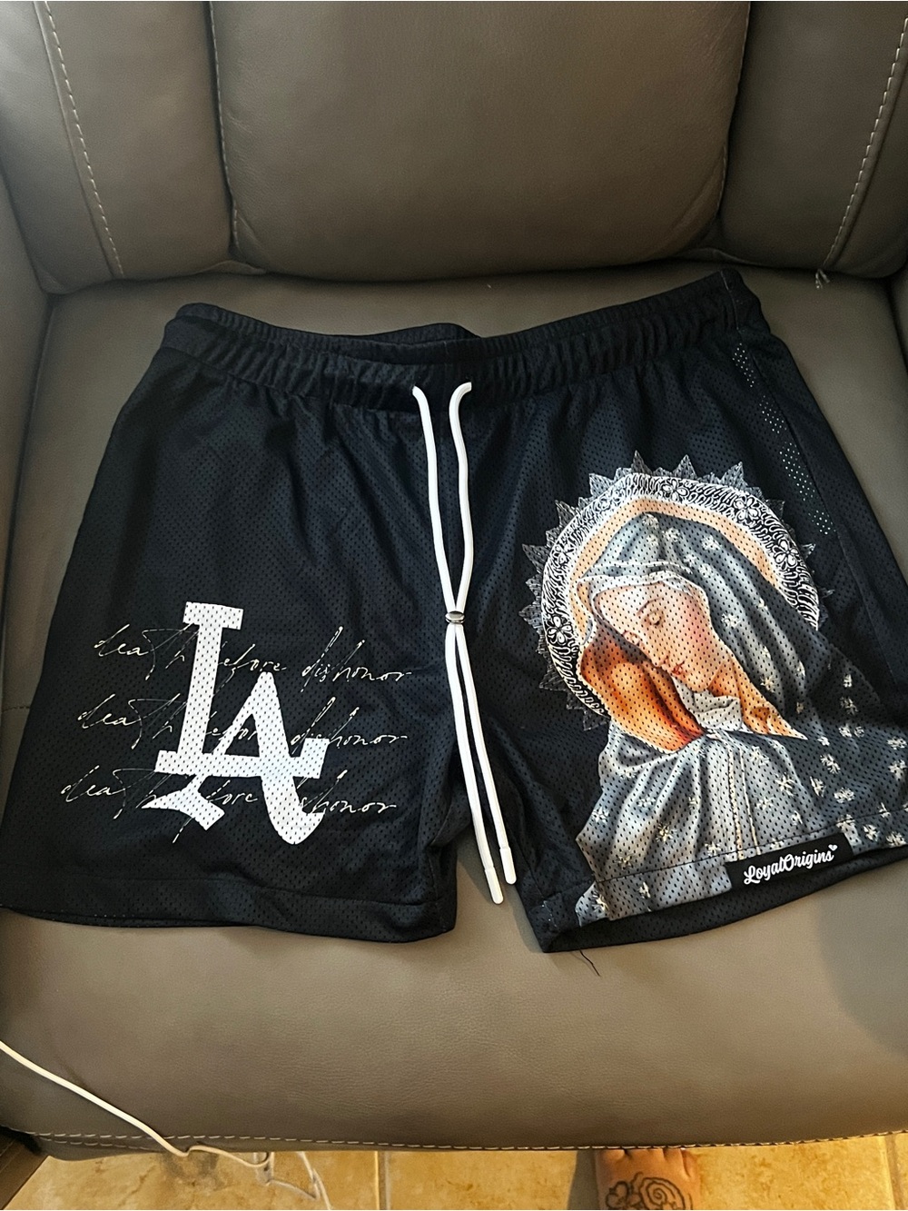 LA Graphic Black Mesh Women's Shorts